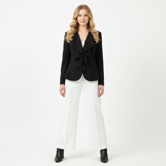 Lafayette 148 Black Waterfall Ruffle Front Sweater 4 - Picture 9 of 9